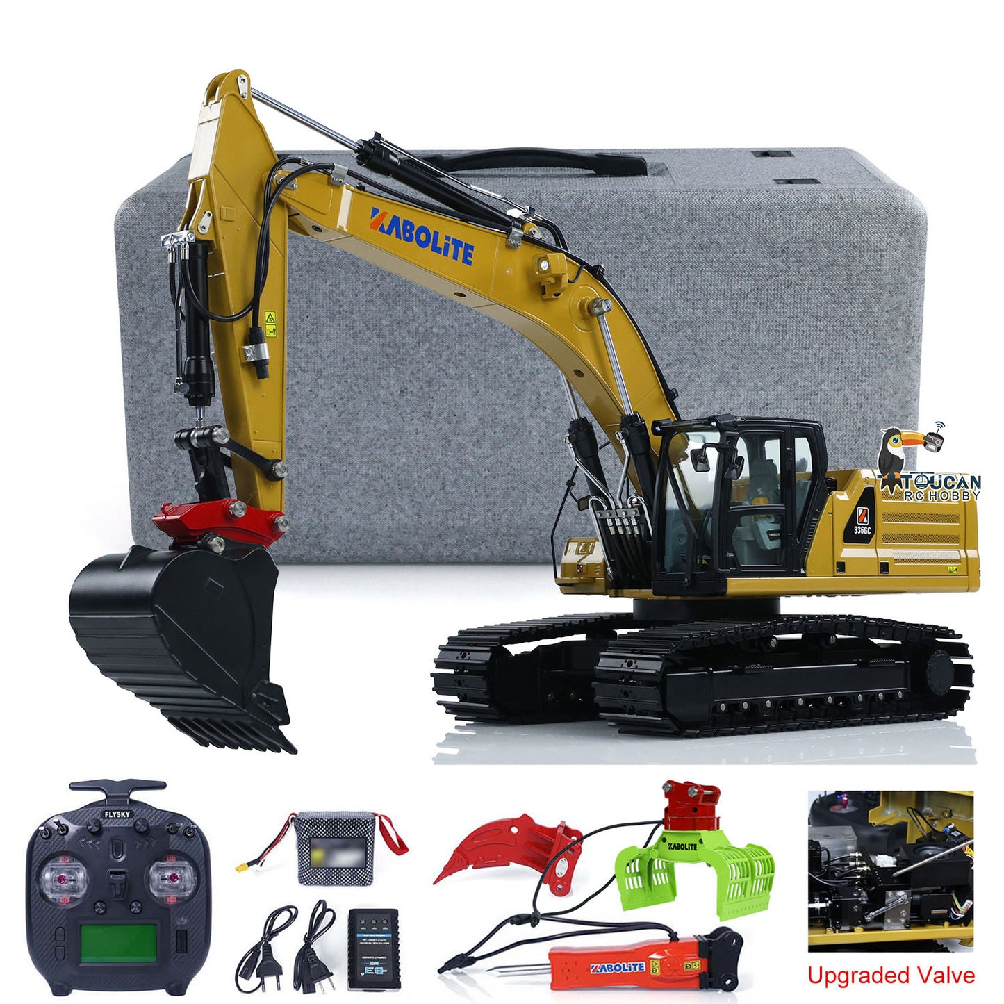 Pre-order Kabolite K961 100S PRO Metal 1/18 RC Hydraulic Excavator RTR Remote Control Digger Flysky ST8 Radio 2S Battery Electric Claw Hammer Ripper Quick-release Coupler Light Sound