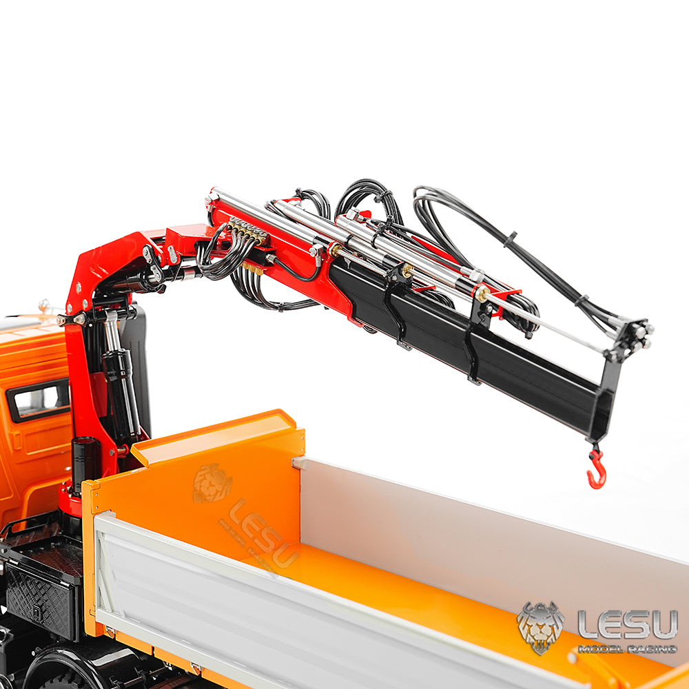LESU 3348 1/14 Metal Hydraulic 3 Ways RC Dump Truck with Crane 2 Speed Transmission 7CH Valve Sound Light for Construction Vehicle Enthusiast
