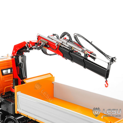 LESU 3348 1/14 Metal Hydraulic 3 Ways RC Dump Truck with Crane 2 Speed Transmission 7CH Valve Sound Light for Construction Vehicle Enthusiast