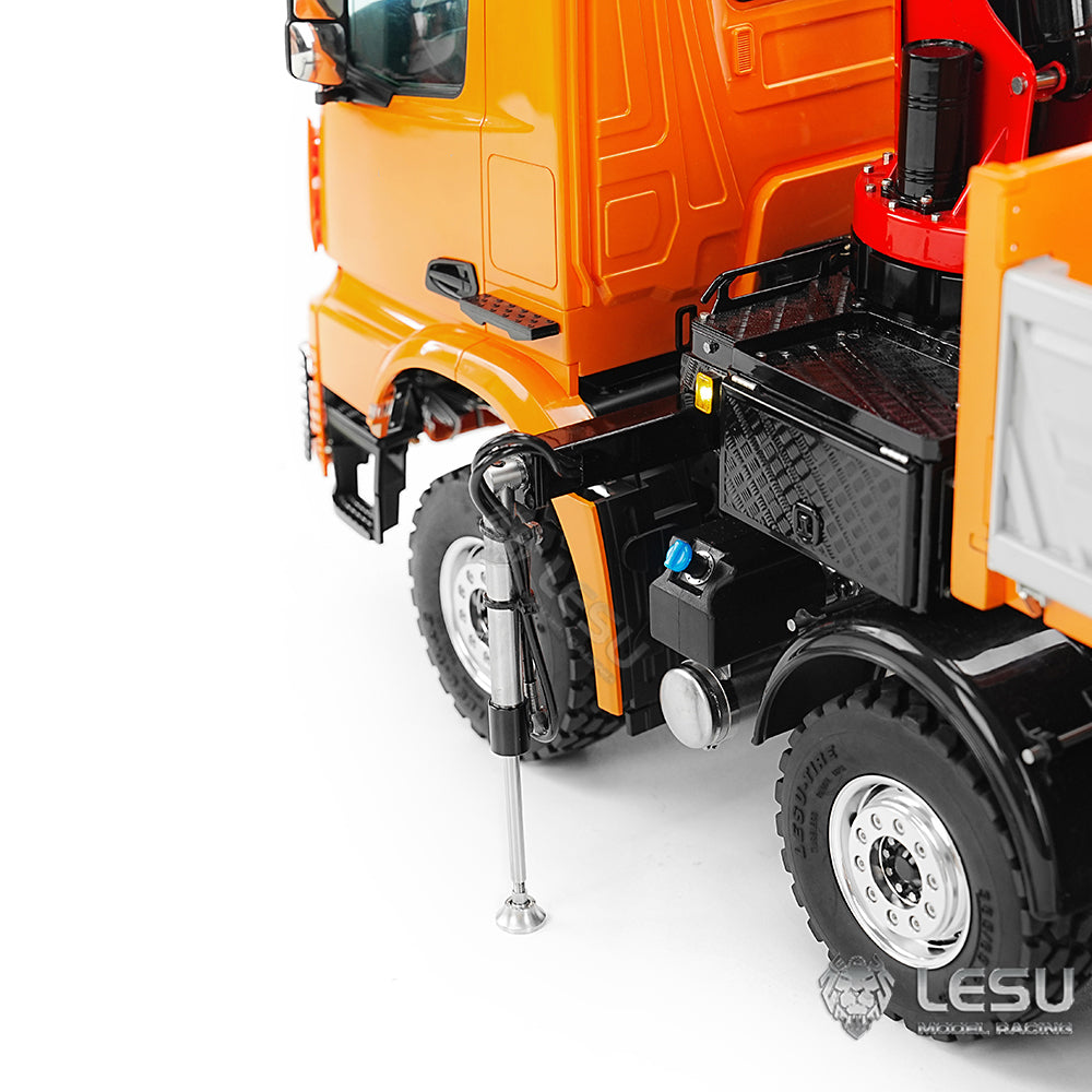 LESU 3348 1/14 Metal Hydraulic 3 Ways RC Dump Truck with Crane 2 Speed Transmission 7CH Valve Sound Light for Construction Vehicle Enthusiast