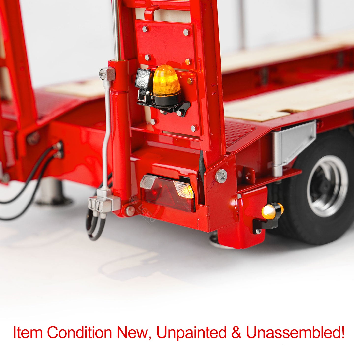 In Stock LESU A0049 1/14 Metal RC Trailer KIT Hydraulic Lifting Tailboard Rear Support Legs 2CH Valve for DIY Tractor Truck Lorry Loader