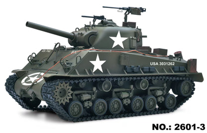 In Stock Large Hatch 1/16 Remote Control Tank Sherman M4A3 Infrared System Barrel Elevation Smoke Unit Metal Chassis Gearbox 360 Degrees Turret