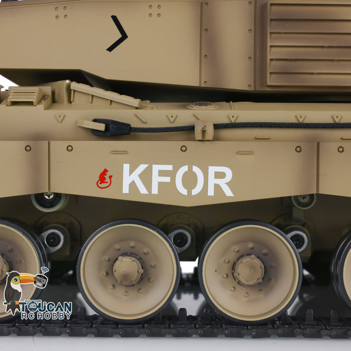 TOUCAN RC HOBBY Ausverkauft US-Lager 2.4G Heng Long 1/16 Maßstab 7.0 Kunststoff-Version Challenger II RTR RC Panzer Funksteuerung 3908 Gelb Ketten-Antriebsräder