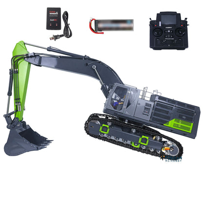 LESU 1/14 RC Heavy Excavator Model C374F Remote Control Hydraulic Digger Flysky PL18EVLITE Battery Smoke 6CH Valve Quick Coupler