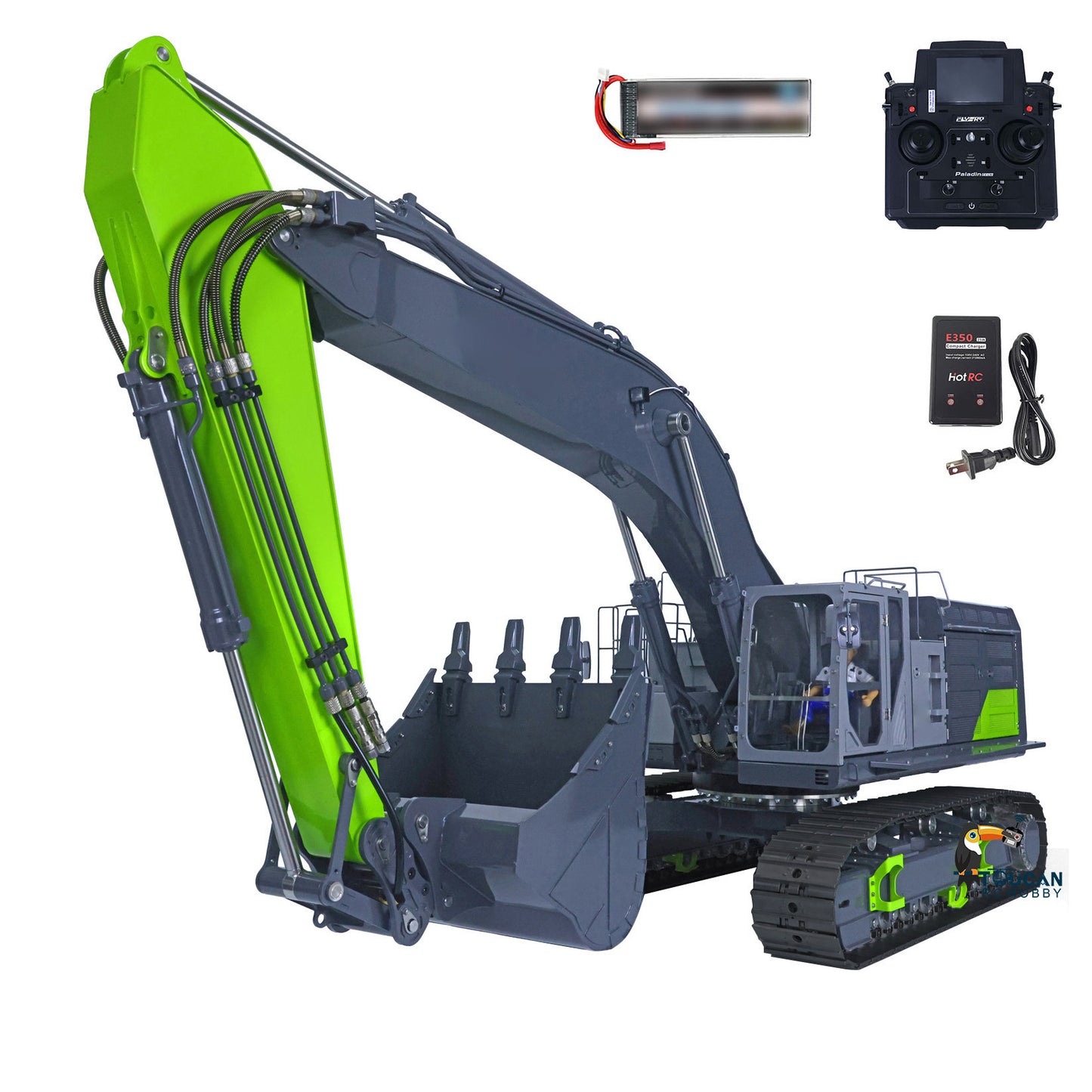 LESU 1/14 RC Heavy Excavator Model C374F Remote Control Hydraulic Digger Flysky PL18EVLITE Battery Smoke 6CH Valve Quick Coupler