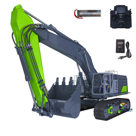 LESU 1/14 RC Heavy Excavator Model C374F Remote Control Hydraulic Digger Flysky PL18EVLITE Battery Smoke 6CH Valve Quick Coupler