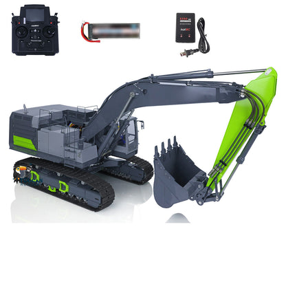 LESU 1/14 RC Heavy Excavator Model C374F Remote Control Hydraulic Digger Flysky PL18EVLITE Battery Smoke 6CH Valve Quick Coupler