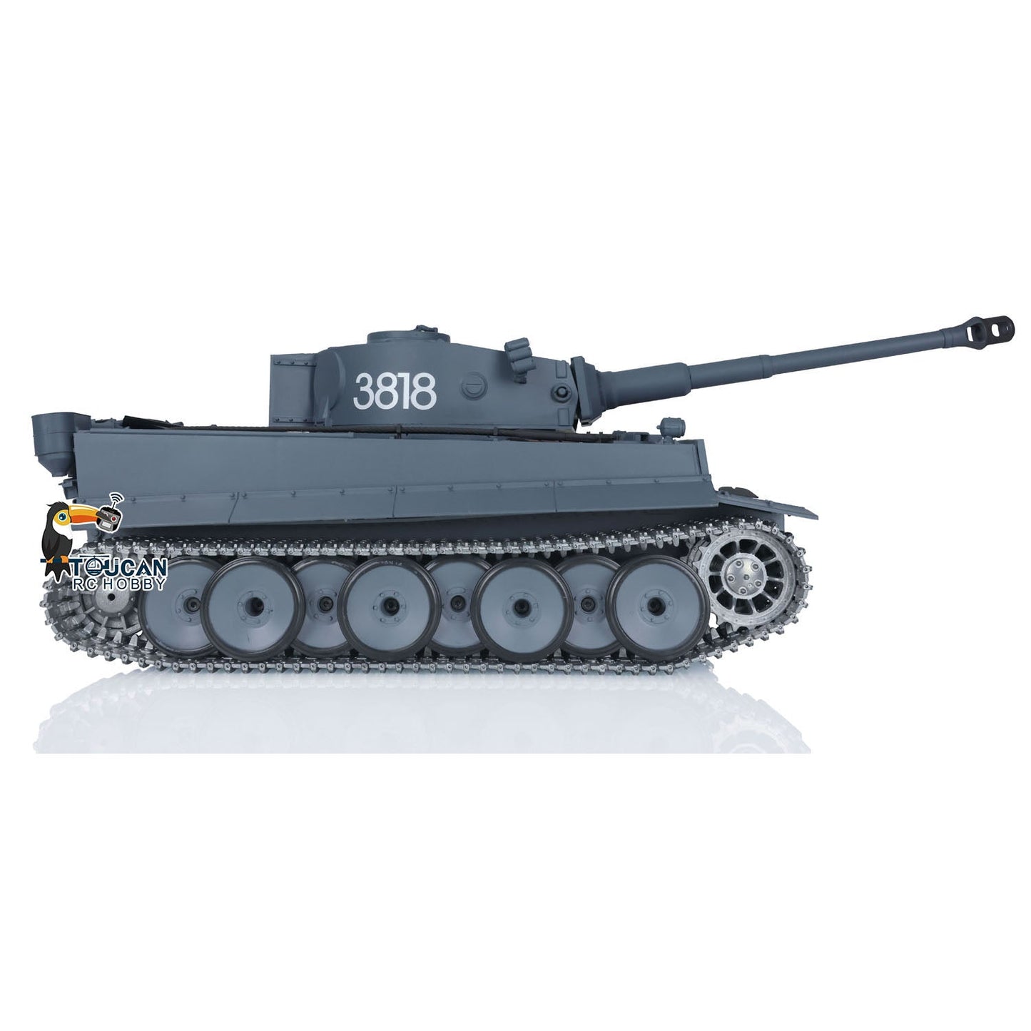 TOUCAN RC HOBBY Henglong 1/16 TK7.0 Promotion Tiger I RC Tank 3818 with Barrel Recoil 360 Degrees Turret IR Smoke Metal Tracks Sprockets Idlers Wheels
