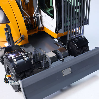CUT Model LR914 1/14 Metal RC Hydraulic Wheel Excavator RTR 8-Way Valve Axle Differential Lock Hobbywing Fusion Brushless Motor & ESC Quick Coupler Light Sound Tail Hook
