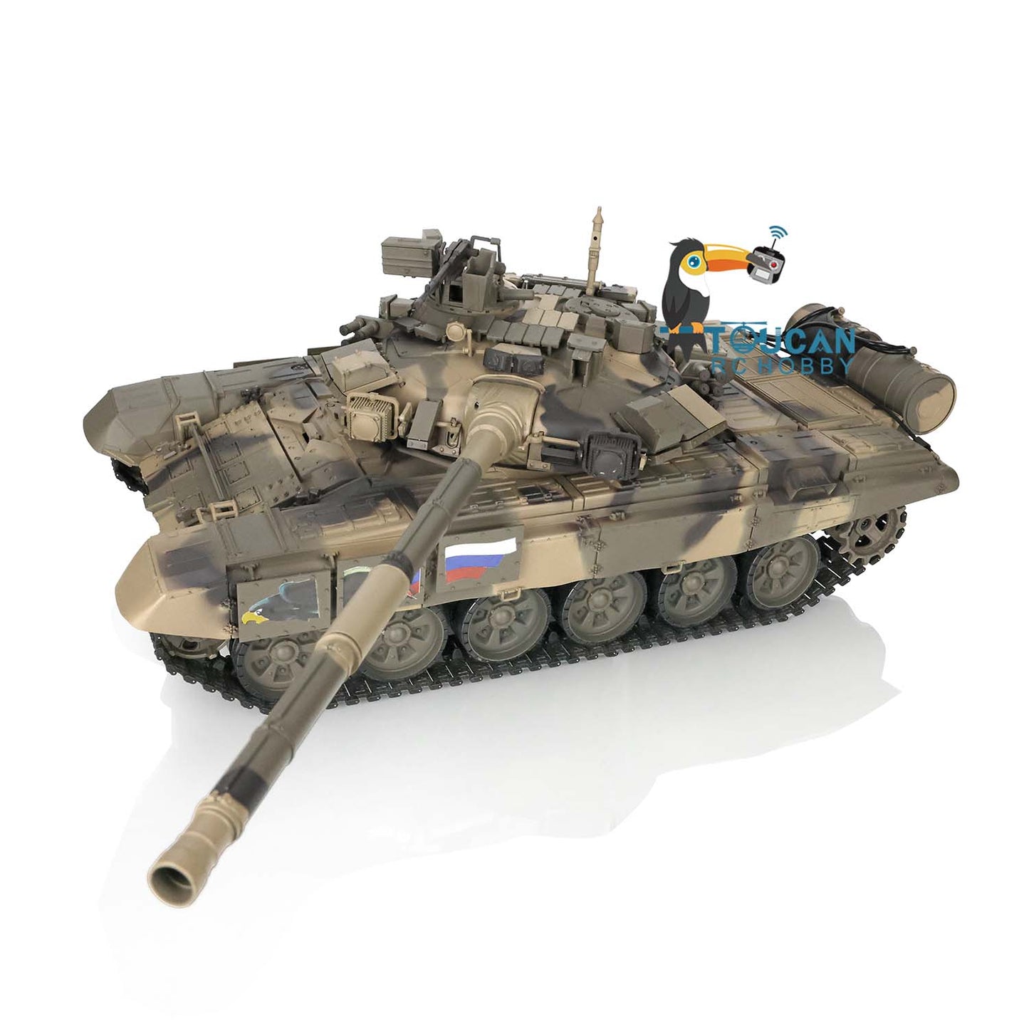 TOUCAN RC HOBBY Henglong 1/16 TK7.0 Plastic Russian T90 RTR RC Tank 3938 with 360 Degrees Turret Smoke Sound Light BB Infrared Combat