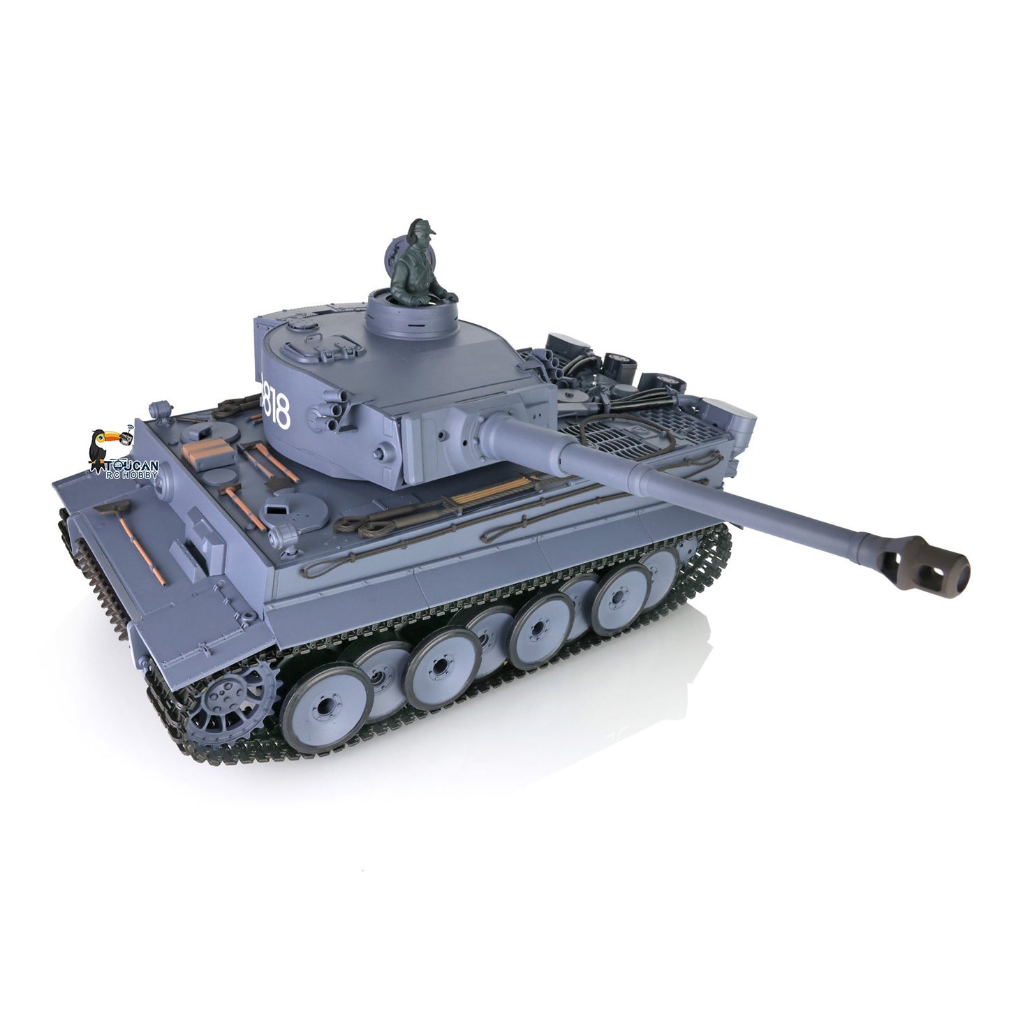 2.4Ghz Henglong 1/16 Plastic German Tiger I Radio Control Tank 3818 7.0 RTR RC Tank BB Shooting Smoking Sound Effect Recoil Barrel