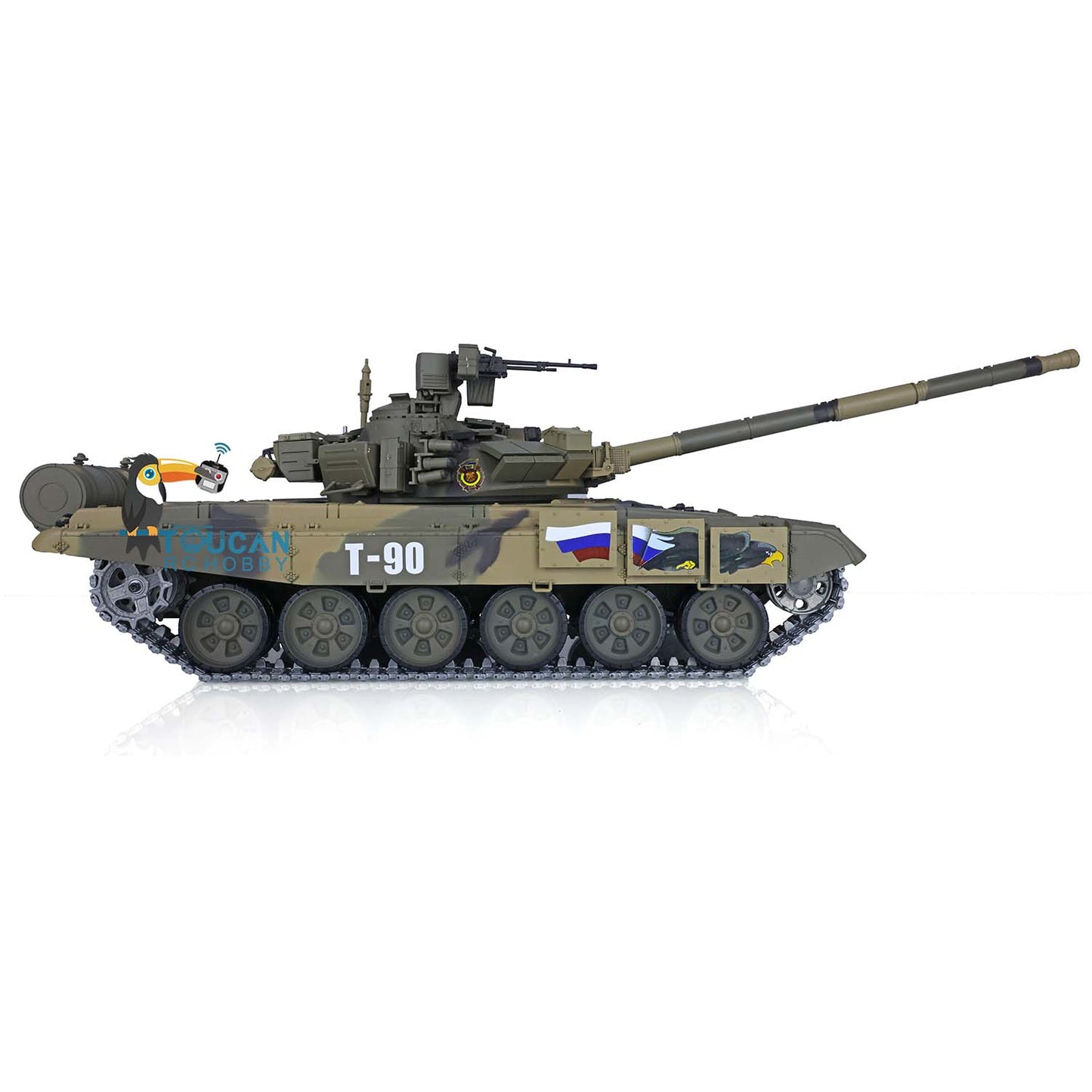 TOUCAN RC HOBBY Henglong 1/16 TK7.0 Plastic Russian T90 RTR RC Tank 3938 with Steel Gearbox Metal Barrel Recoil 360 Degrees Turret BB Unit Infrared Combat