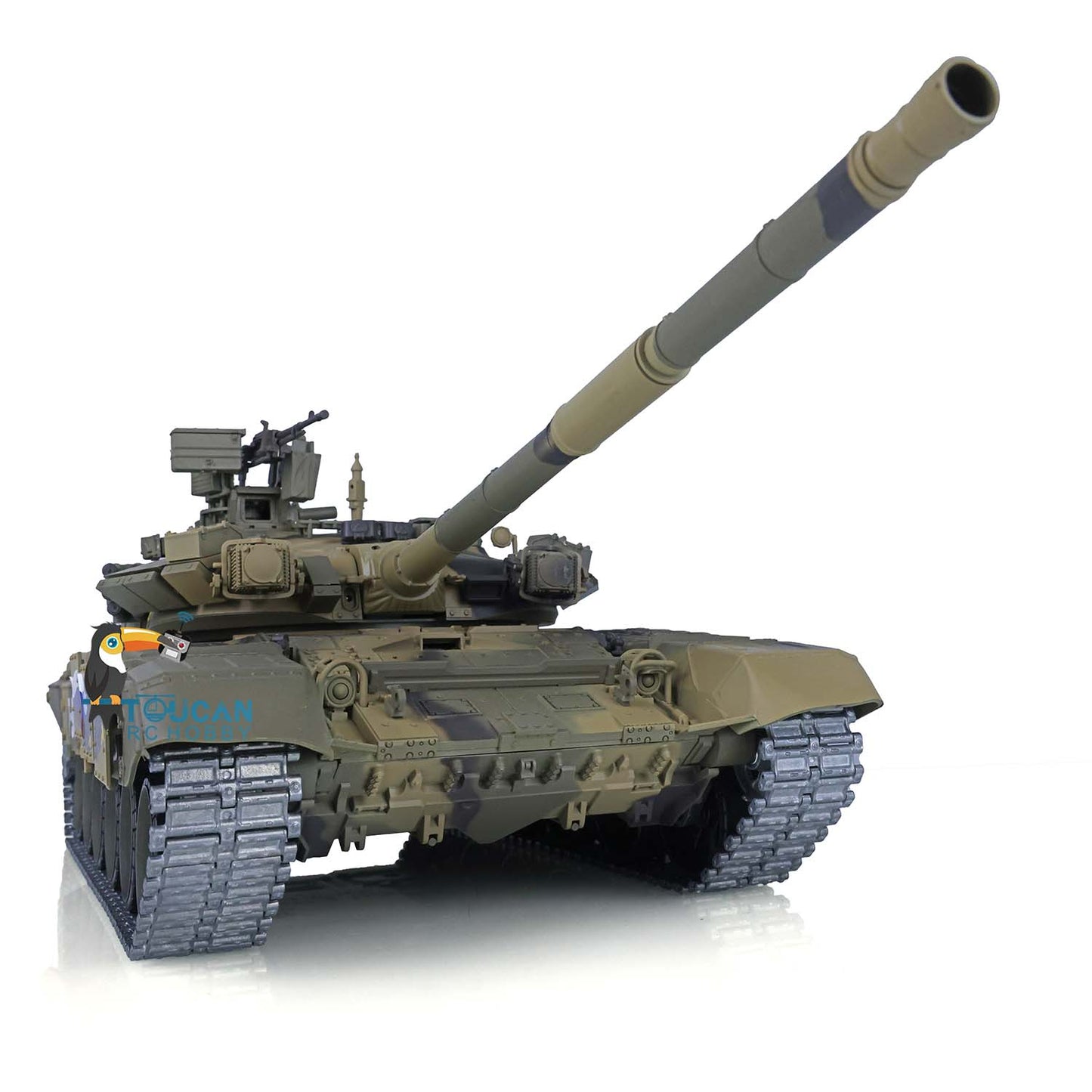 TOUCAN RC HOBBY Henglong 1/16 TK7.0 Promotion Russia T90 RTR RC Tank 3938 with 360 Degrees Turret Red Eyes BB IR Smoke Metal Idlers Sprockets Wheels