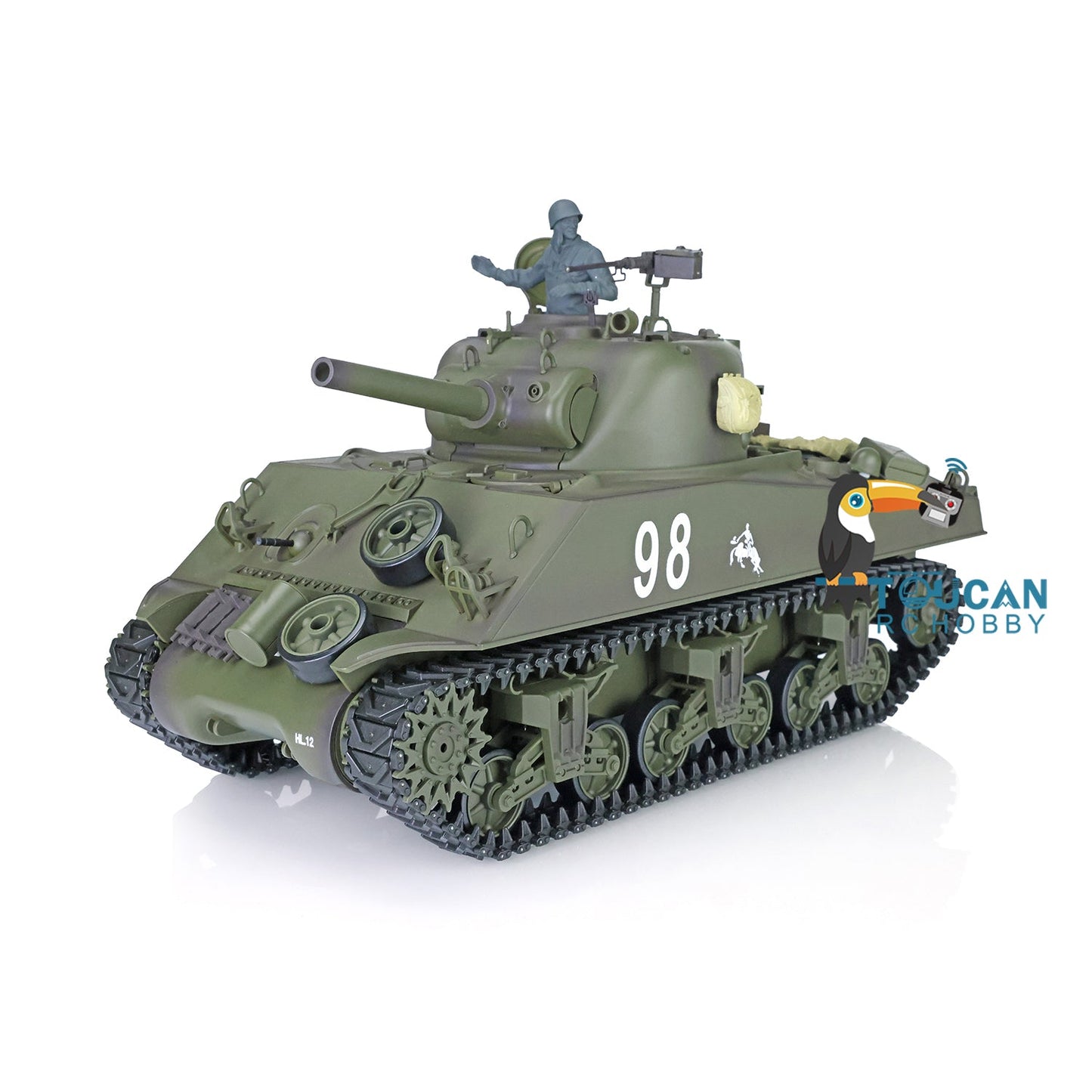 TOUCAN RC HOBBY Henglong 1/16 TK7.0 Plastic 3898 USA M4A3 Sherman RTR RC Tank Barrel Recoil Smoke 360 Degrees Turret Infrared Combat BB Unit Sound Light