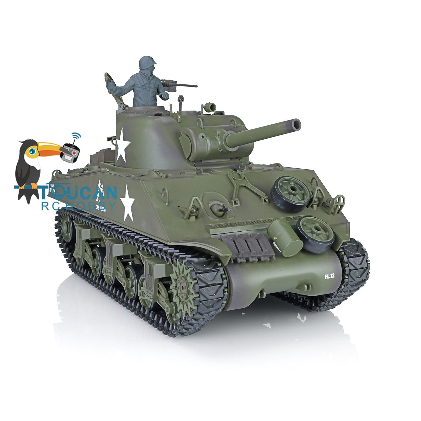 TOUCAN RC HOBBY Henglong 1/16 TK7.0 Plastic USA M4A3 Sherman 3898 RTR RC Tank Barrel Recoil FPV 360 Degrees Turret Infrared Combat BB Smoke Steel Gearbox