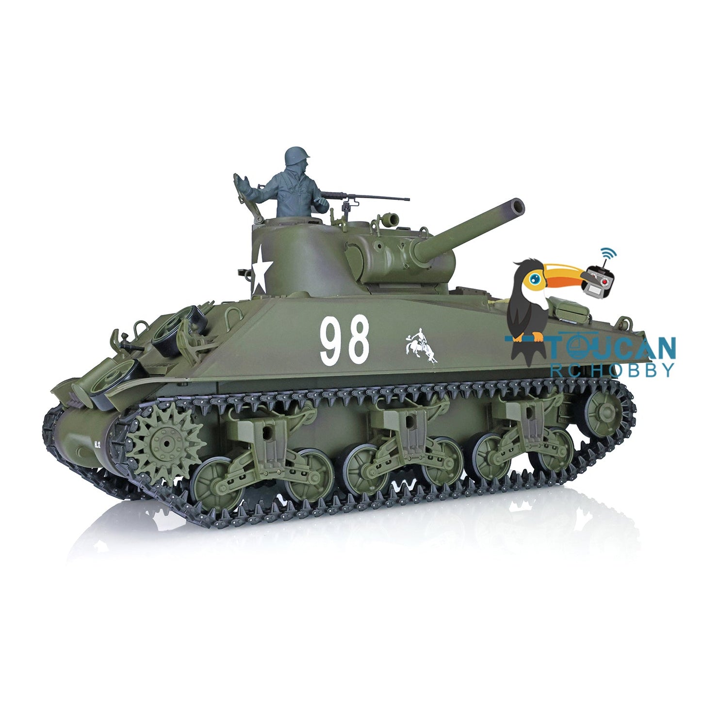 TOUCAN RC HOBBY Henglong 1/16 2.4G TK7.0 Plastic USA M4A3 Sherman 3898 RTR RC Tank 360 Degrees Turret Infrared Combat BB Smoke Metal Barrel