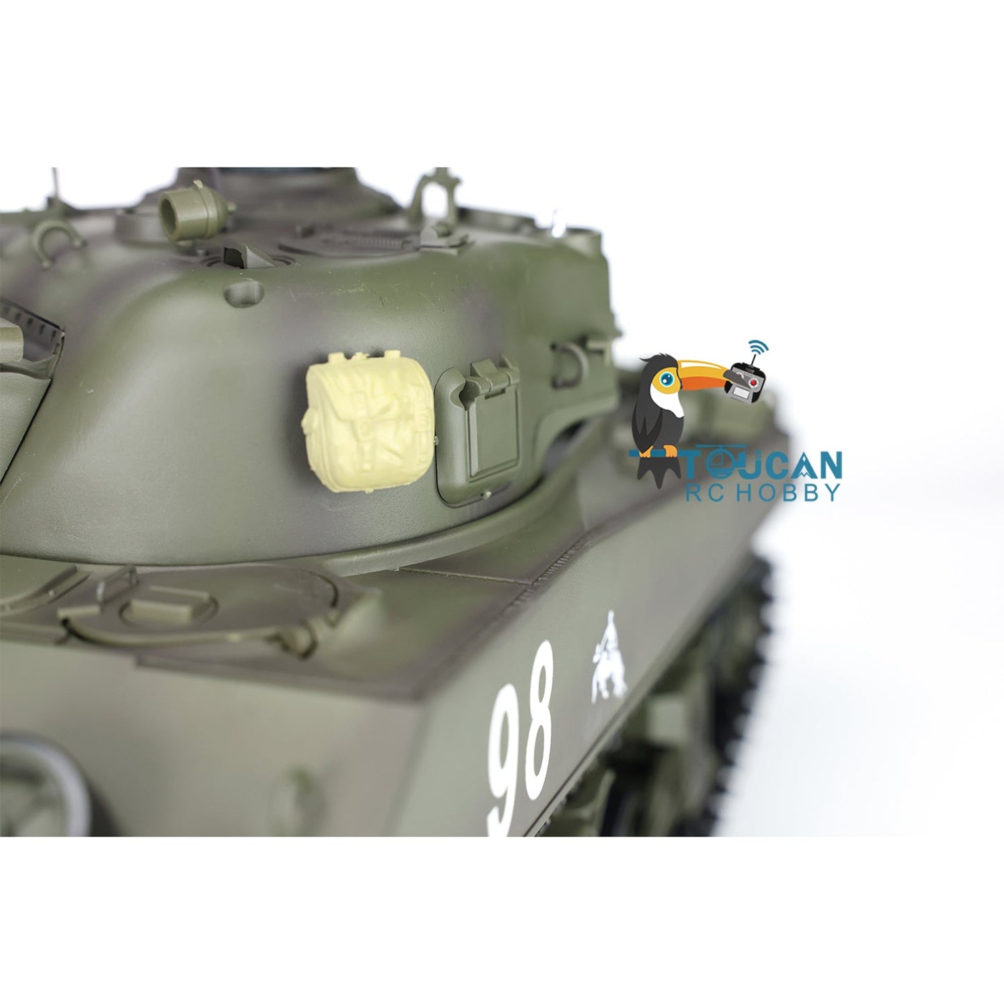 TOUCAN RC HOBBY Henglong 2.4G 1/16 TK7.0 Plastic USA M4A3 Sherman 3898 RTR RC Tank with Barrel Recoil BB Infrared Combat Smoke Light Sound Metal Barrel