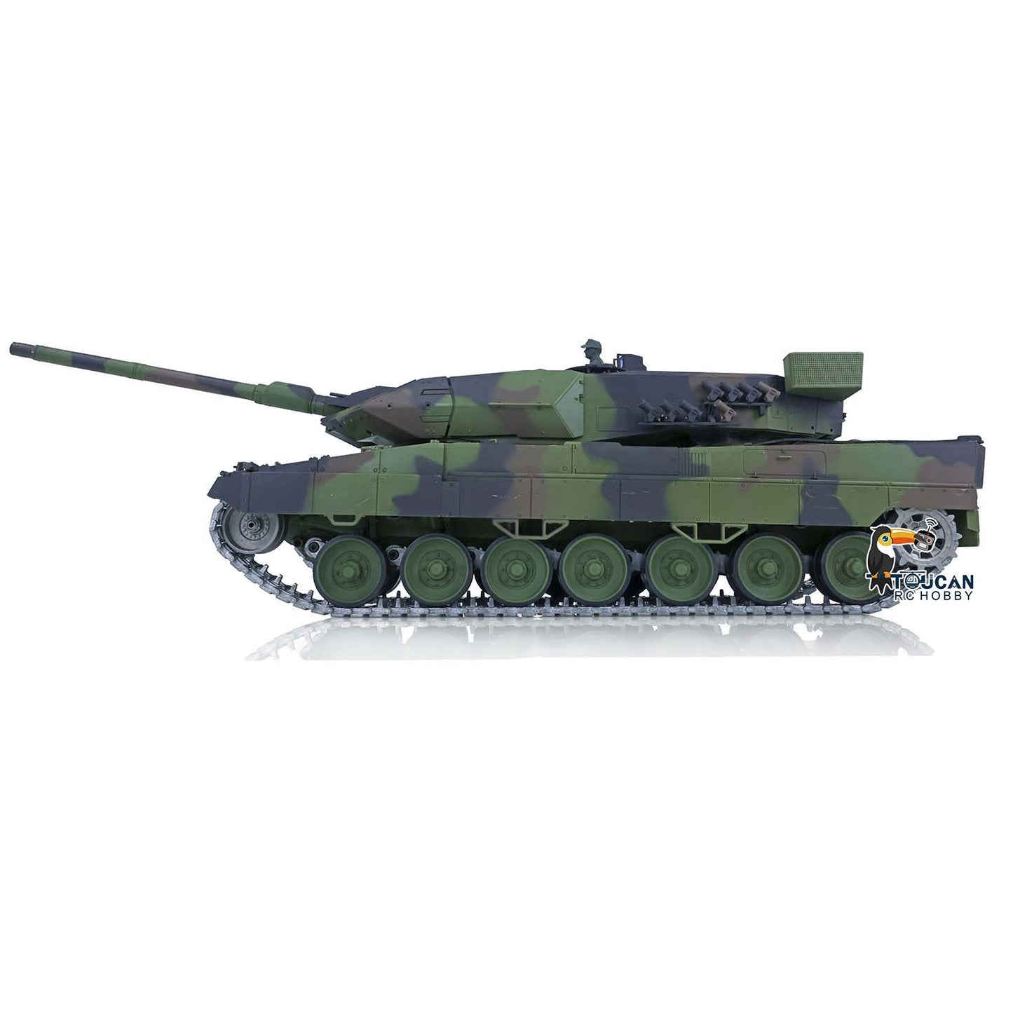 TOUCAN RC HOBBY Henglong 1/16 TK7.0 Leopard2A6 RTR RC Tank 3889 with 360 Degrees Turret BB Infrared Combat Smoke Metal Tracks Sprockets Idlers Wheels