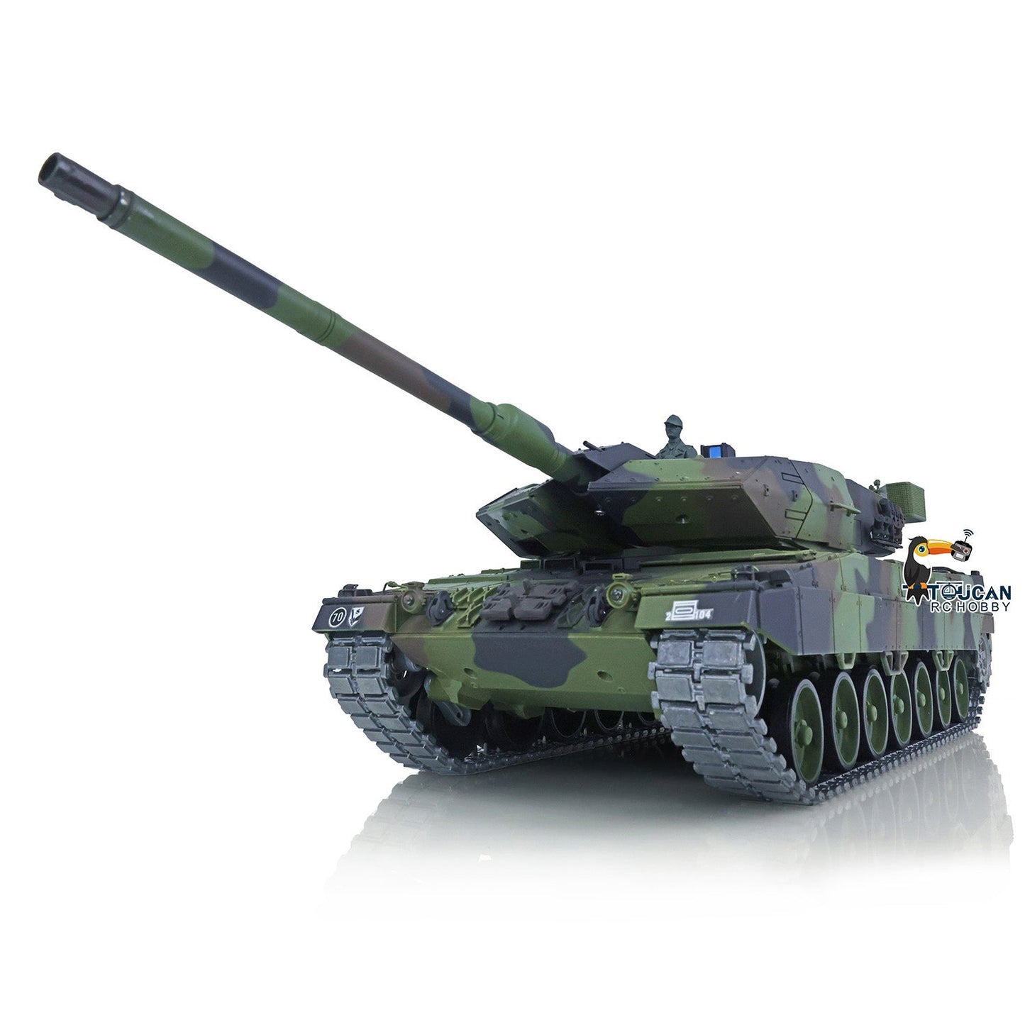 TOUCAN RC HOBBY Henglong 1/16 TK7.0 Leopard2A6 RTR RC Tank 3889 with 360 Degrees Turret BB Infrared Combat Smoke Metal Tracks Sprockets Idlers Wheels