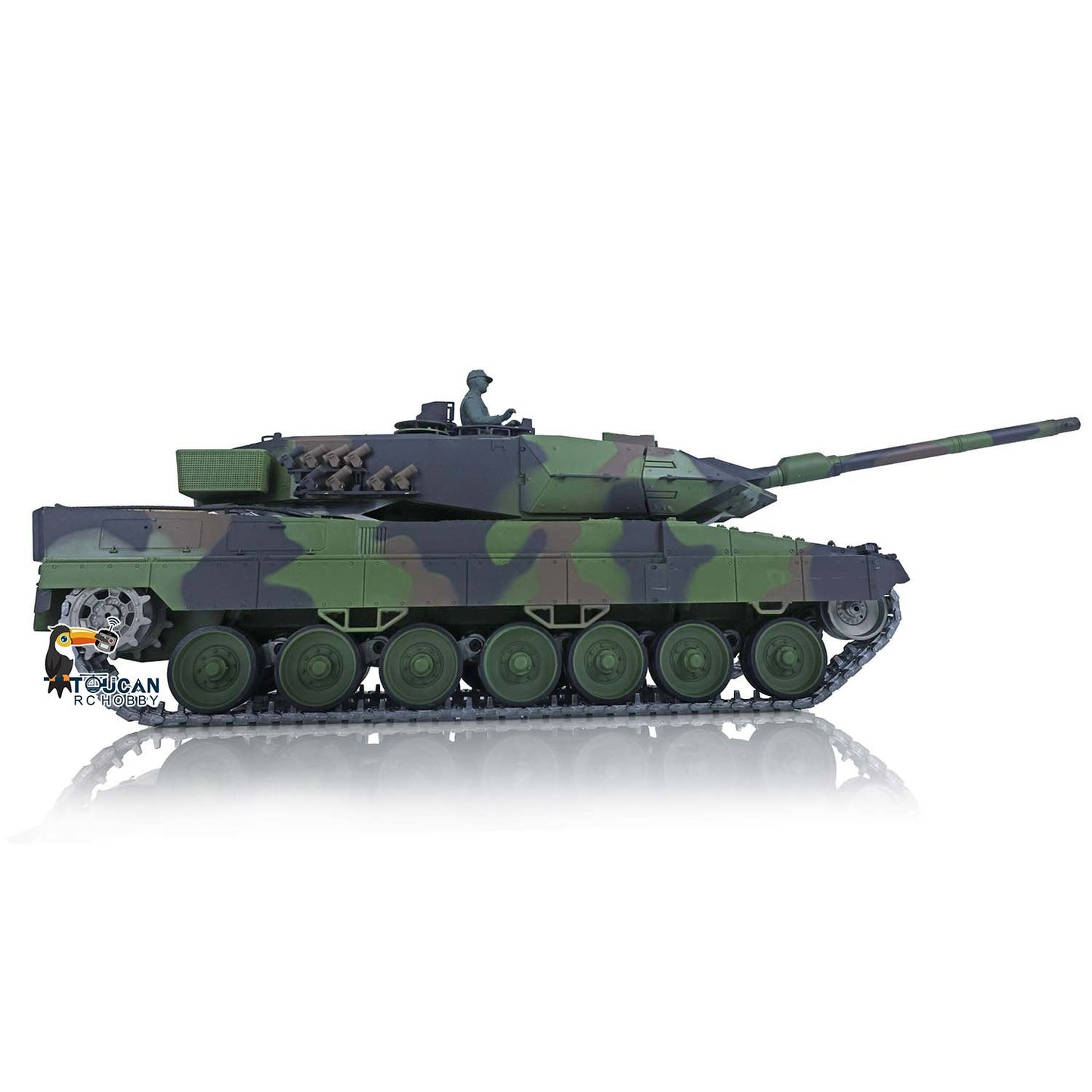 TOUCAN RC HOBBY Henglong 1/16 TK7.0 Leopard2A6 RTR RC Tank 3889 with 360 Degrees Turret BB Infrared Combat Smoke Metal Tracks Sprockets Idlers Wheels