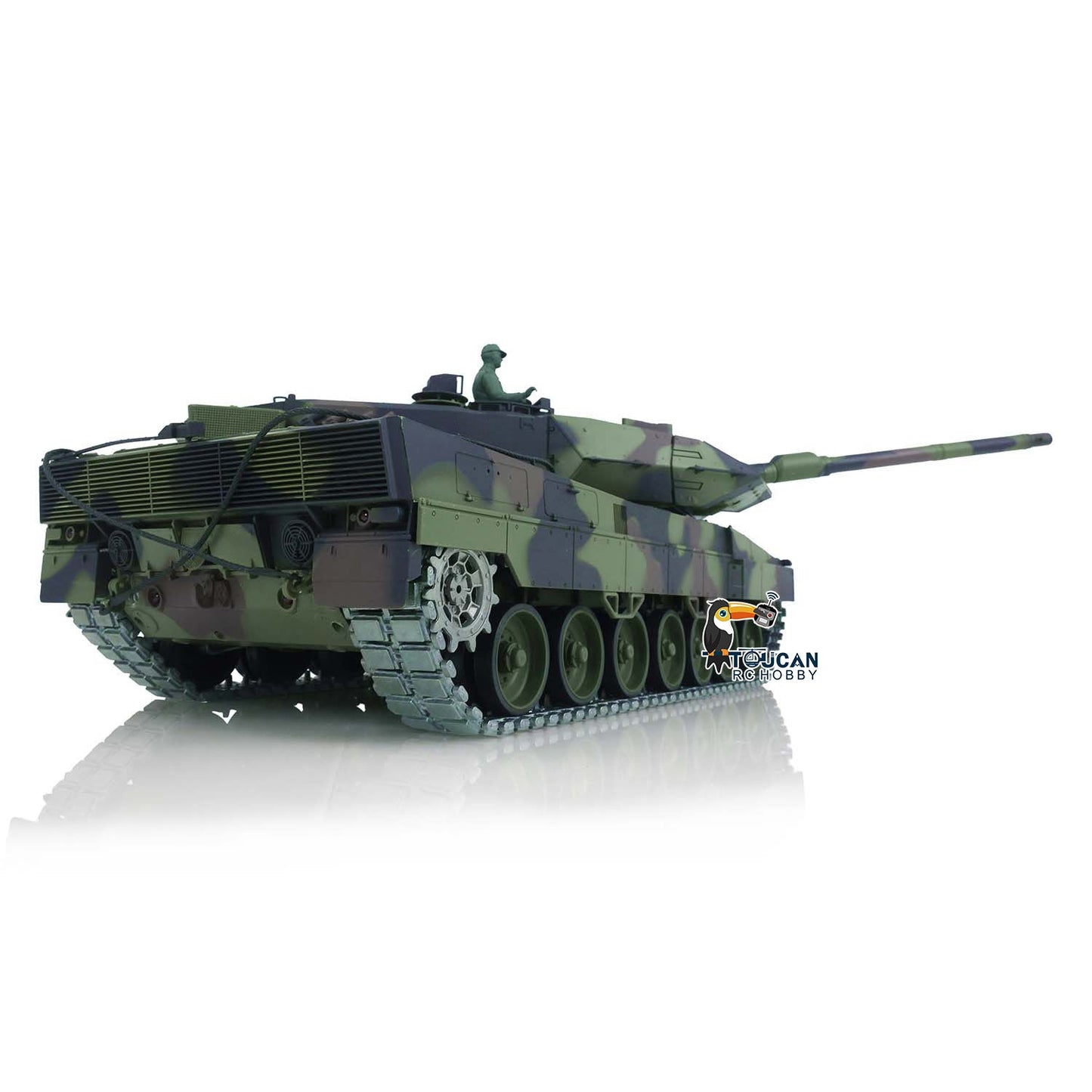 TOUCAN RC HOBBY Henglong 1/16 TK7.0 Leopard2A6 RTR RC Tank 3889 with 360 Degrees Turret BB Infrared Combat Smoke Metal Tracks Sprockets Idlers Wheels