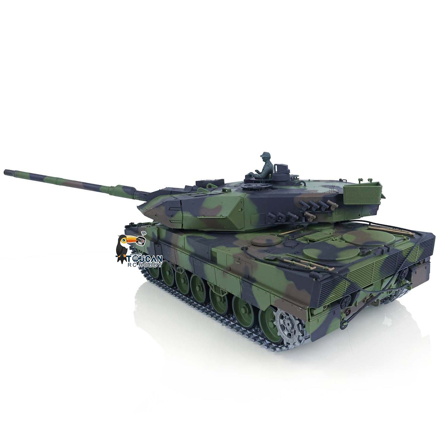 TOUCAN RC HOBBY Henglong 1/16 TK7.0 Promotion German Leopard2A6 RTR RC Tank 3889 with 360 Degrees Turret Barrel Recoil Smoke BB IR Metal Tracks Sprockets Idlers Wheels Gearbox