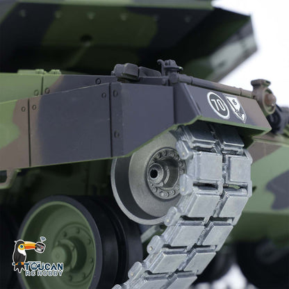 TOUCAN RC HOBBY Henglong 1/16 TK7.0 Promotion German Leopard2A6 RTR RC Tank 3889 with 360 Degrees Turret Barrel Recoil Smoke BB IR Metal Tracks Sprockets Idlers Wheels Gearbox