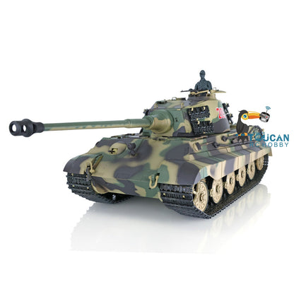 TOUCAN RC HOBBY Henglong 1/16 TK7.0 Plastic German King Tiger RTR RC Tank 3888A with 360 Degrees Turret Barrel Recoil Infrared Combat BB Metal Barrel Steel Gearbox