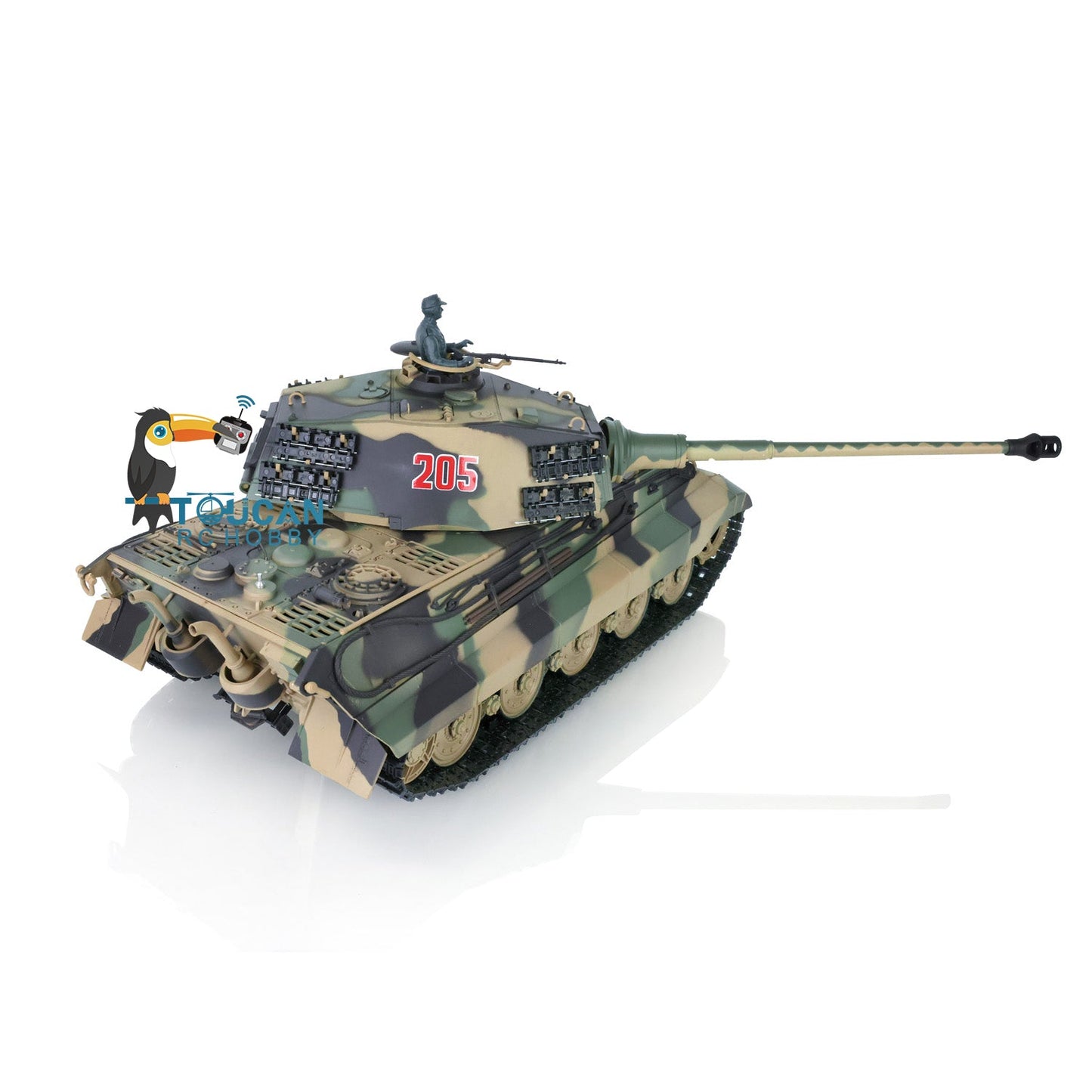 TOUCAN RC HOBBY Henglong 1/16 TK7.0 Plastic German King Tiger RTR RC Tank 3888A with 360 Degrees Turret Barrel Recoil Infrared Combat BB Metal Barrel Steel Gearbox
