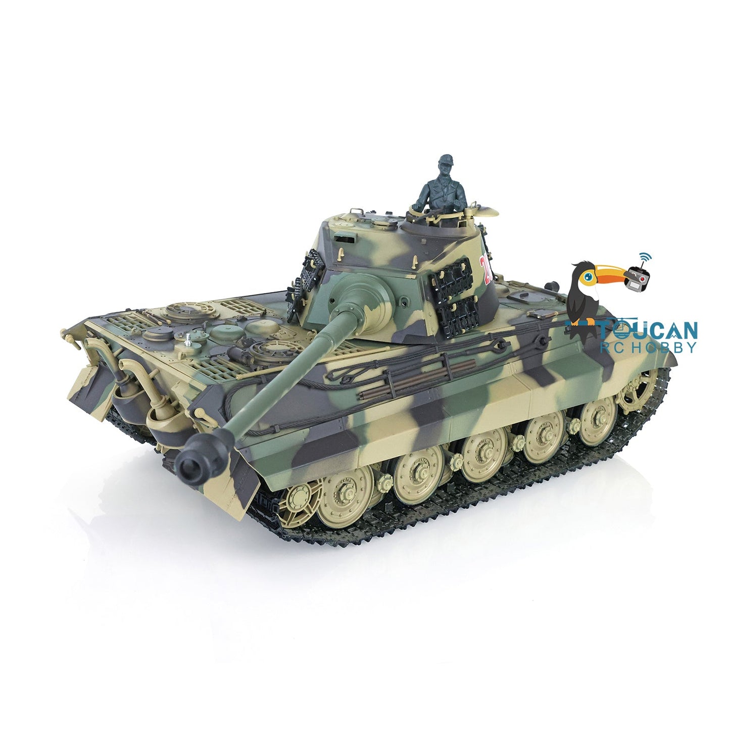 TOUCAN RC HOBBY Henglong 1/16 TK7.0 Plastic German King Tiger RTR RC Tank 3888A with 360 Degrees Turret Barrel Recoil Infrared Combat BB Metal Barrel Steel Gearbox