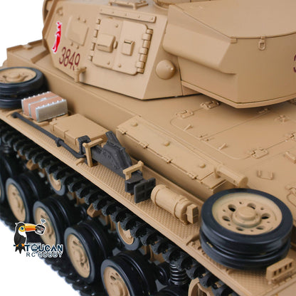 TOUCAN RC HOBBY Henglong Plastic 1/16 TK7.0 German Panzer III H L RTR RC Tank 3848/3849 360 Degrees Turret Smoke Infrared System BB Unit Sounds Lights Metal Barrel