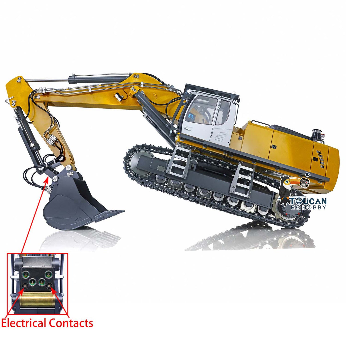 Kabolite K970 100S Pro 1/14 RC Excavator Metal Hydraulic Digger Model Remote Control Construction Vehicle Light Sound Paladin PL18EV Lite Radio Smoking GPS Sticker Battery