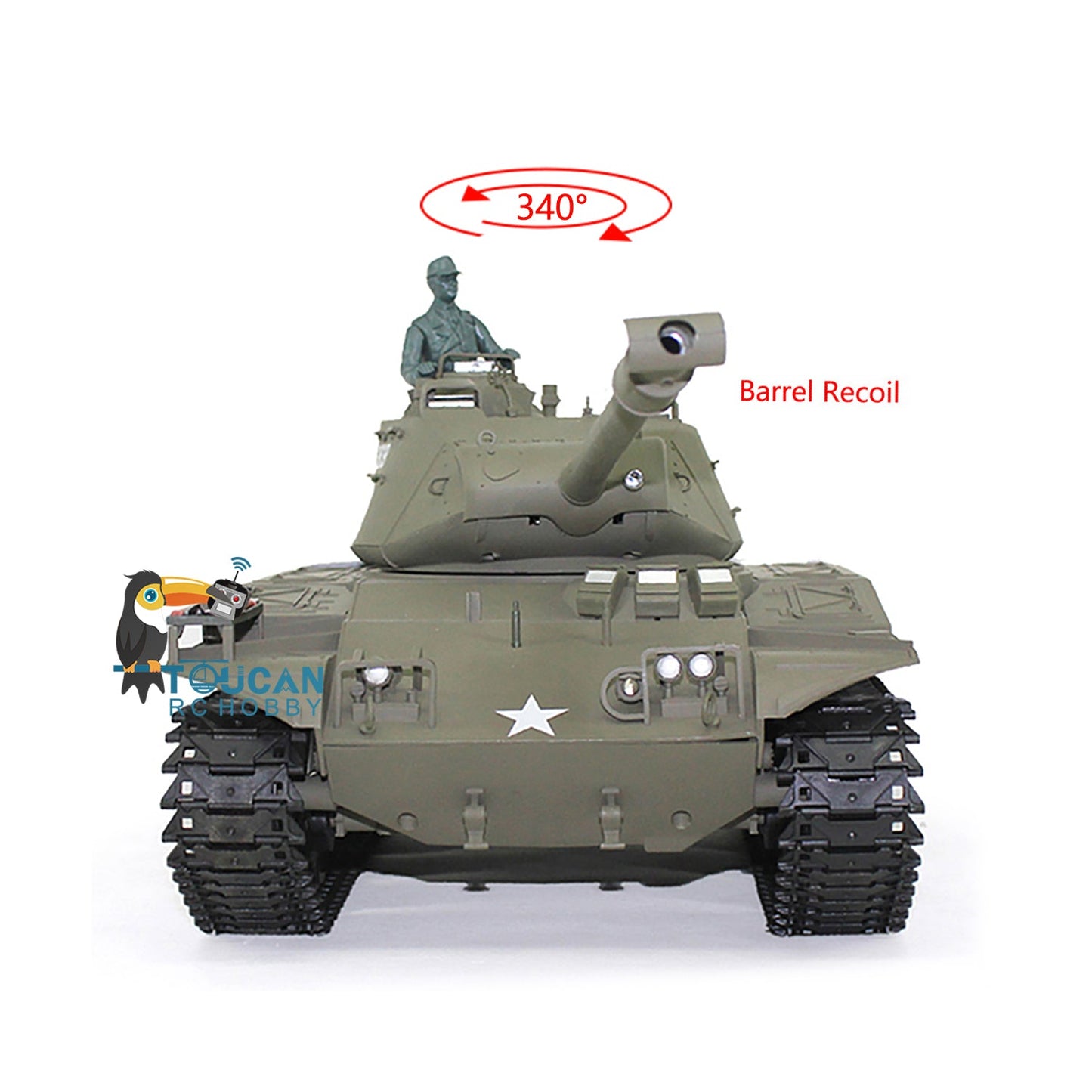 TOUCAN RC HOBBY Henglong 1/16 TK7.0 Plastic USA Walker Bulldog M41A3 RTR RC Tank 3839 with Barrel Recoil Infrared Combat Sound Light BB Unit Smoke