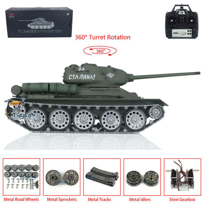 Henglong 1/16 7.0 Soviet T34-85 RC Tank 3909 360 Degrees Metal Wheels Tracks Wheels Suspension Radio Controller Infrared Combating Transmitter & Receiver