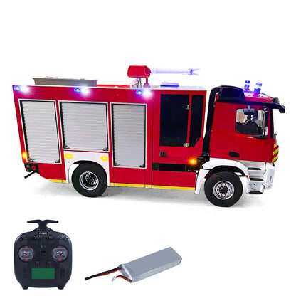 1/14 4*4 Remote Control Fire Fighting Truck Assembled 2Speed Gearbox Light Sound System Metal Axles Flysky ST8 Radio PNP/RTR
