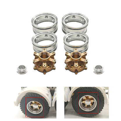Model Upgrade Part Metal Spoke Rear Wheel Hub for TAMIYA 1:14 Scale 56379 56373 56371 6X4 8X4 770S RC Tractor Truck Accessories