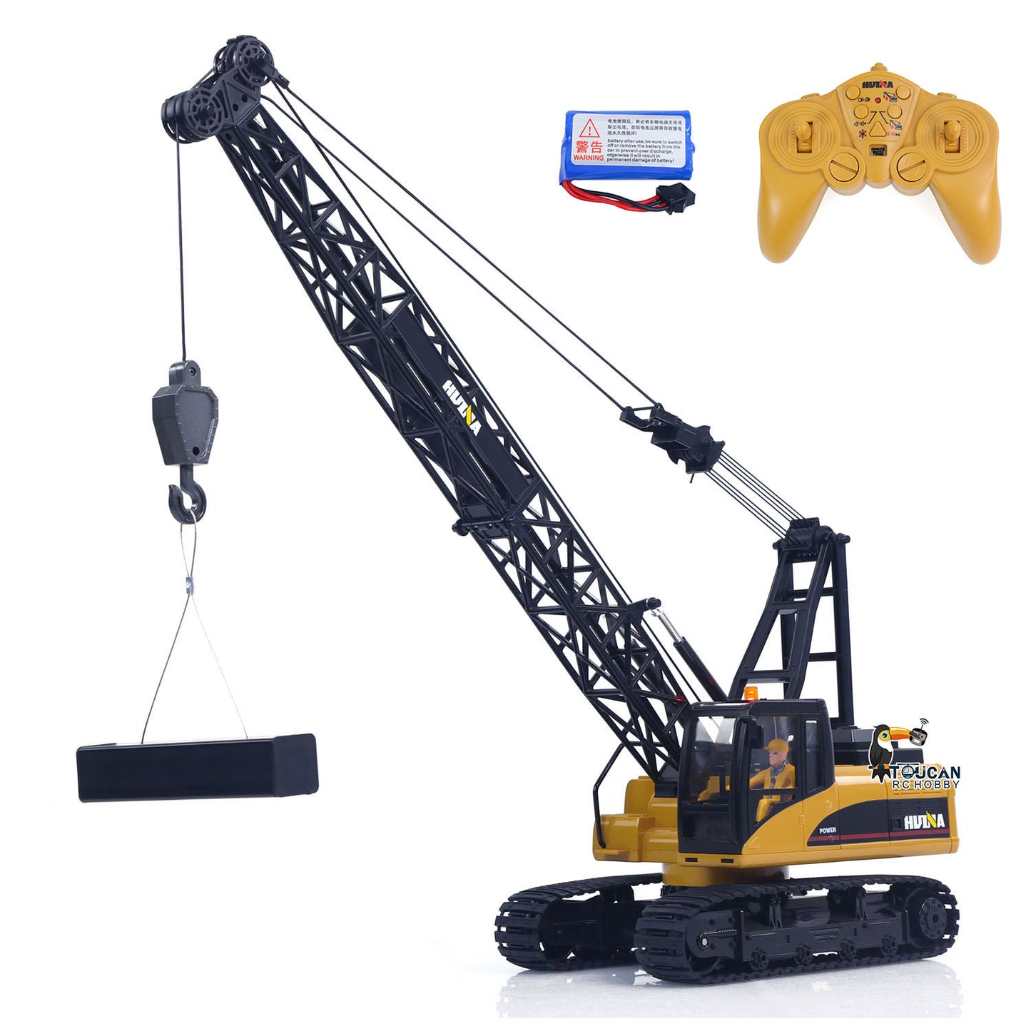 HUINA 572 1/14 Scale RC Construction Crane Truck Tower Excavator Children Toy Gifts Ready to Run Simulated Light Sound Effects