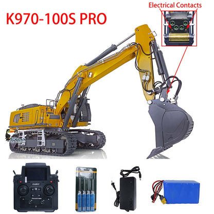 Kabolite K970 100S Pro 1/14 RC Excavator Metal Hydraulic Digger Model Remote Control Construction Vehicle Light Sound Paladin PL18EV Lite Radio Smoking GPS Sticker Battery