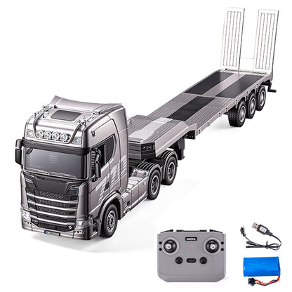 HUINA 1501PRO/1302A 770S 1/18 1/24 Plastic 6*4 RC Tractor Truck Remote Control Lorry Vehicle Light Sound Optional 3Axle Plastic Semi Flatbed Trailer