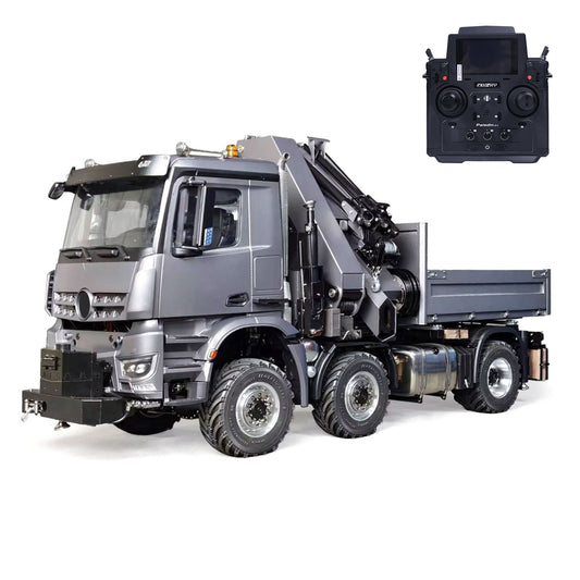 3Speed Metal 1/14 Radio Control Tractor Truck 4151 AK W/ Hydraulic Crane Fly Jib 6x6 9CH RC Farm Car Hobbywing Brushed Motor