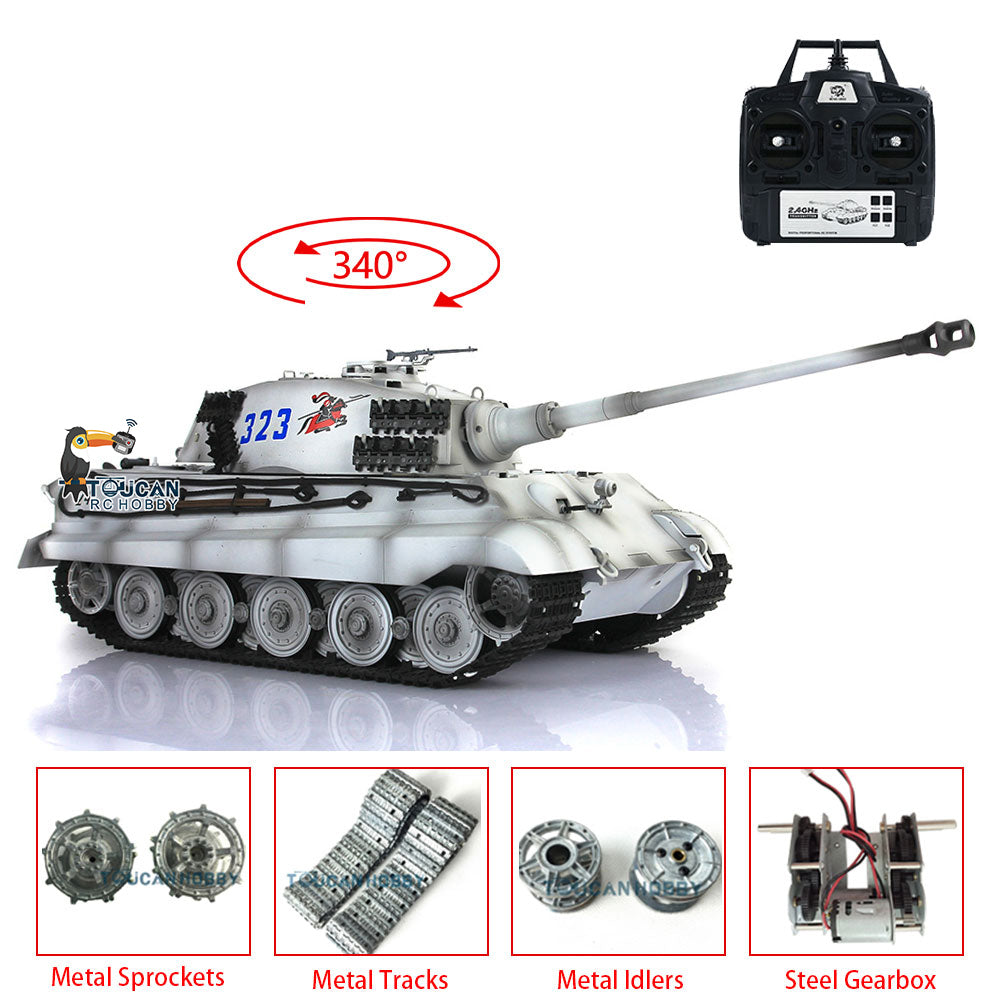 TOUCAN RC HOBBY Henglong 1/16 7.0 Upgraded King Tiger 3888A RTR RC Tank BB Infrared Combat Smoke Metal Barrel Tracks Drive Idler Wheels Gearbox