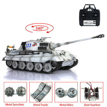 TOUCAN RC HOBBY Henglong 1/16 7.0 Upgraded King Tiger 3888A RTR RC Tank BB Infrared Combat Smoke Metal Barrel Tracks Drive Idler Wheels Gearbox