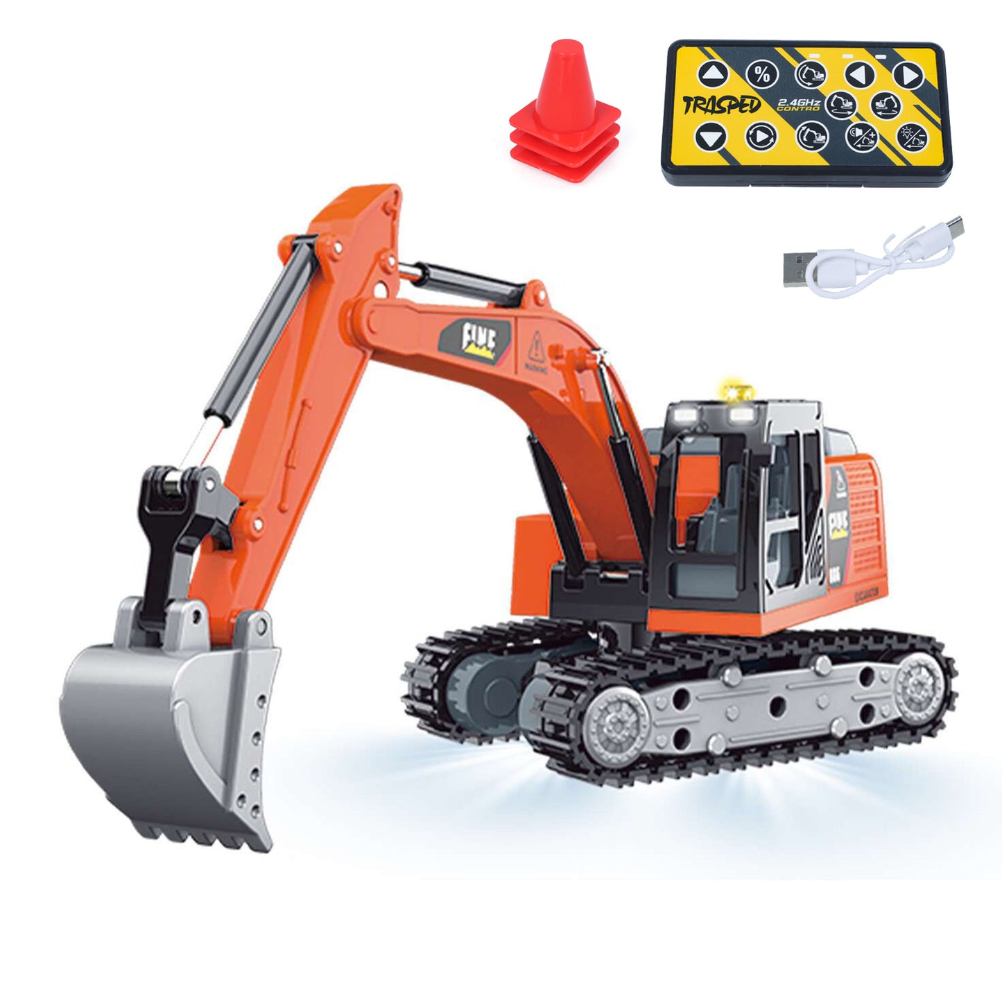 HG4-301 1/64 Alloy Electric RC Tracked Excavator Ready to Run Light Sound Unit Remote Control Digger Battery Multi Color Model