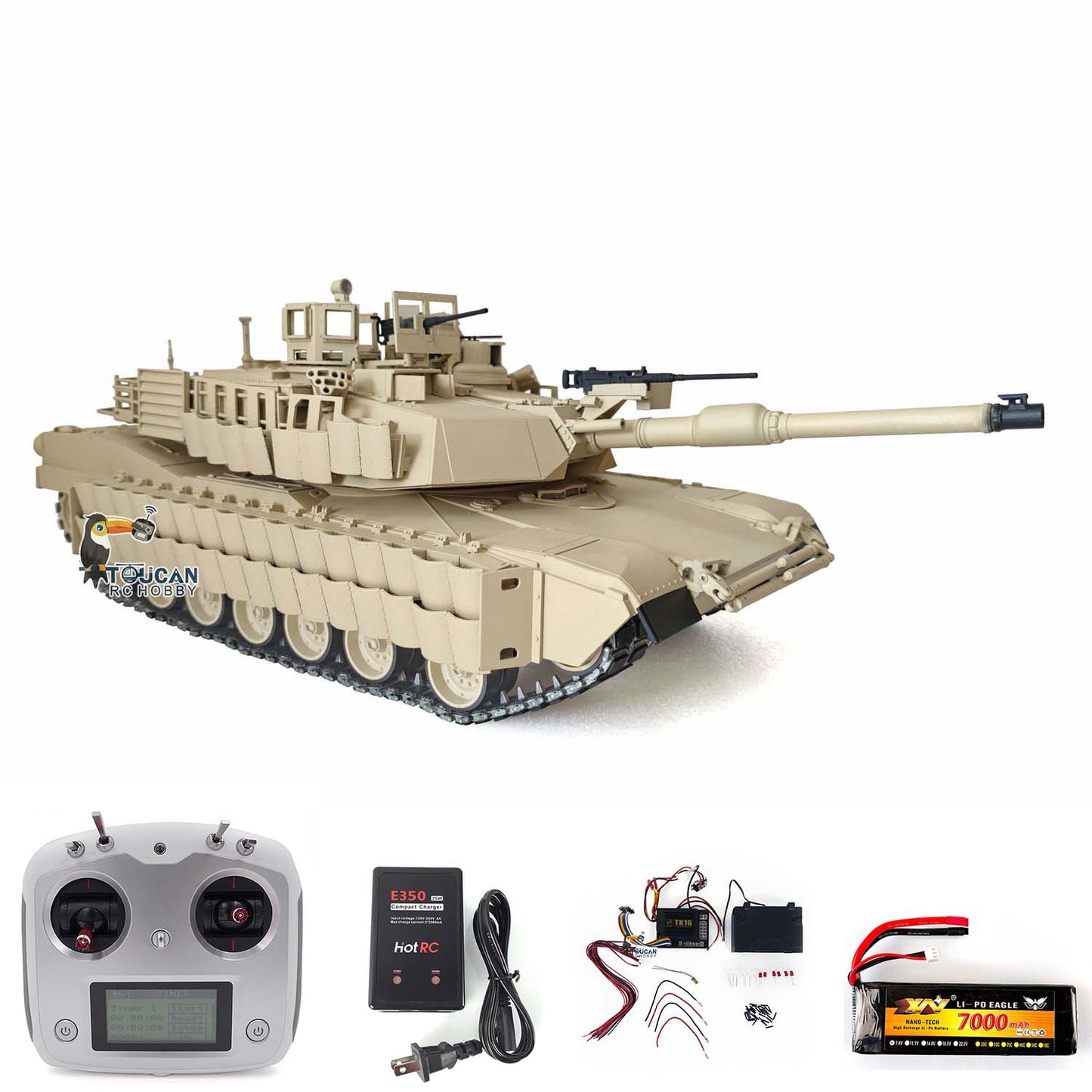 Full Metal 1:16 Painted RC Military Tank 3918 Abrams M1A2 TUSK II Ready to Run Track Car