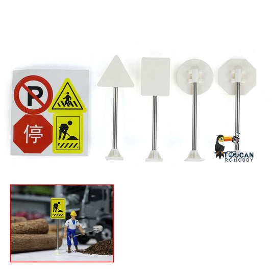 Kabolite Plastic Traffic Signs/Guardrail/Barrier/Cone/Crash Bucket/Metal Transformer Box for 1/14 RC Construction Vehicles Truck DIY Models K970 K963-100