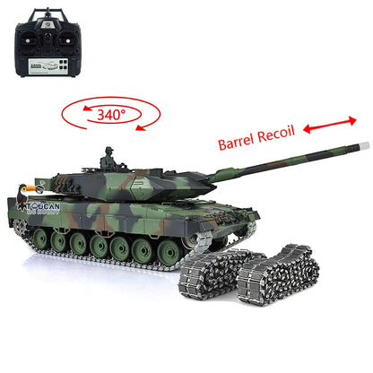 TOUCAN RC HOBBY Henglong 1/16 TK7.0 German Leopard2A6 RTR RC Tank 3889 BB IR Smoke Sound Light Metal Gearbox Track with Rubber Sprockets Idlers Wheels