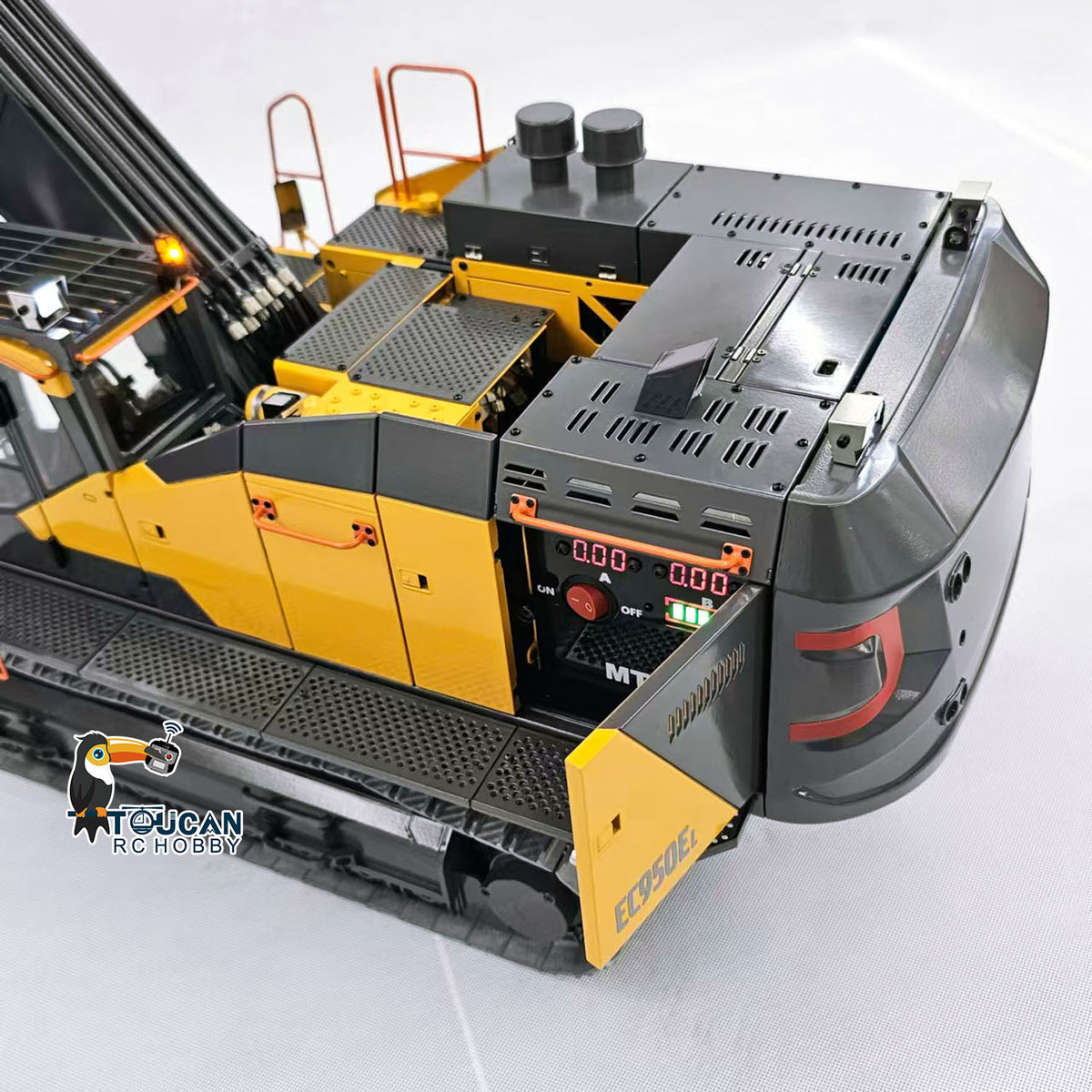 TOUCAN RC HOBBY MTModel EC950 1/14 Metal RC Hydraulic Excavator Dual Pump Digger Model 8CH Valve Ripper Light Sound Brushless Drive Motor Display Screens for Adult