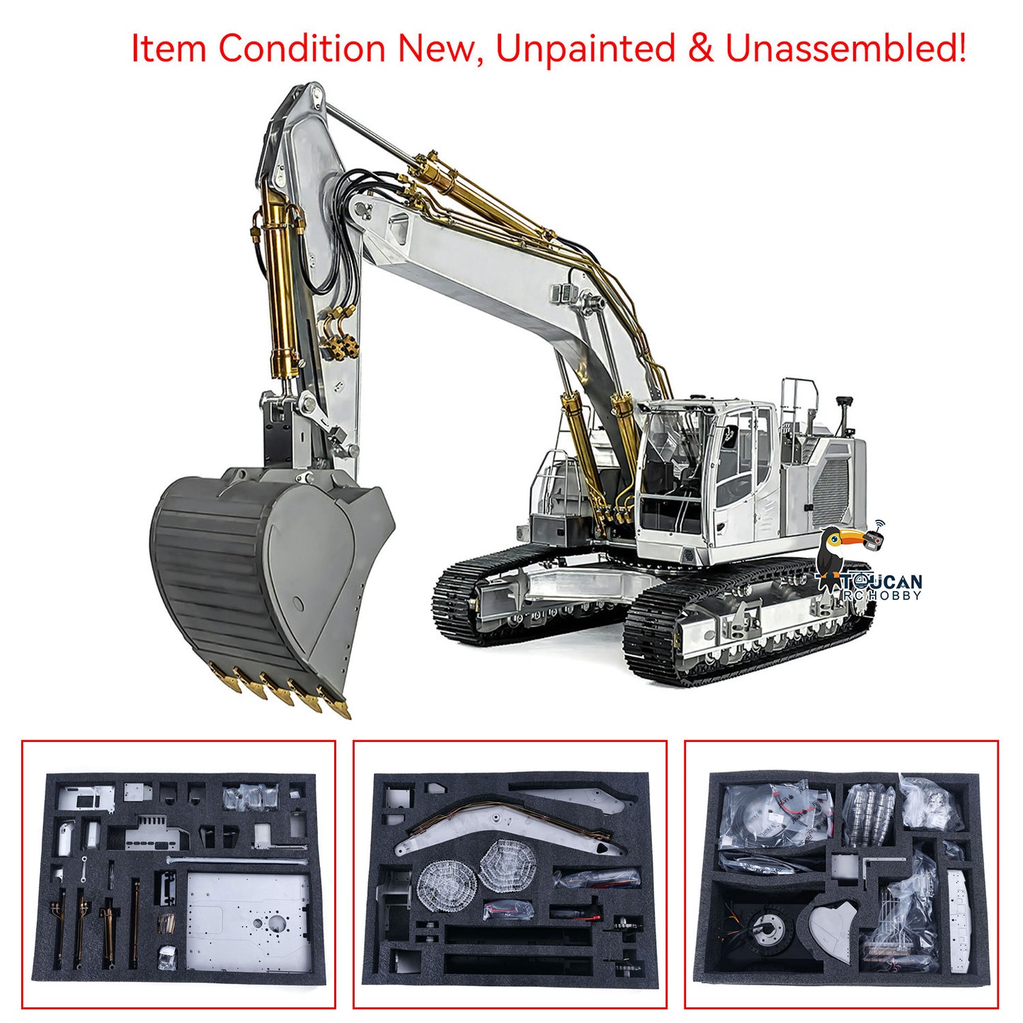 LESU 1:14 Scale LR945 RC Hydraulic Excavator Metal Remote Controlled Earth Digger 945 Model Kits Unassembled Unpainted With Lights