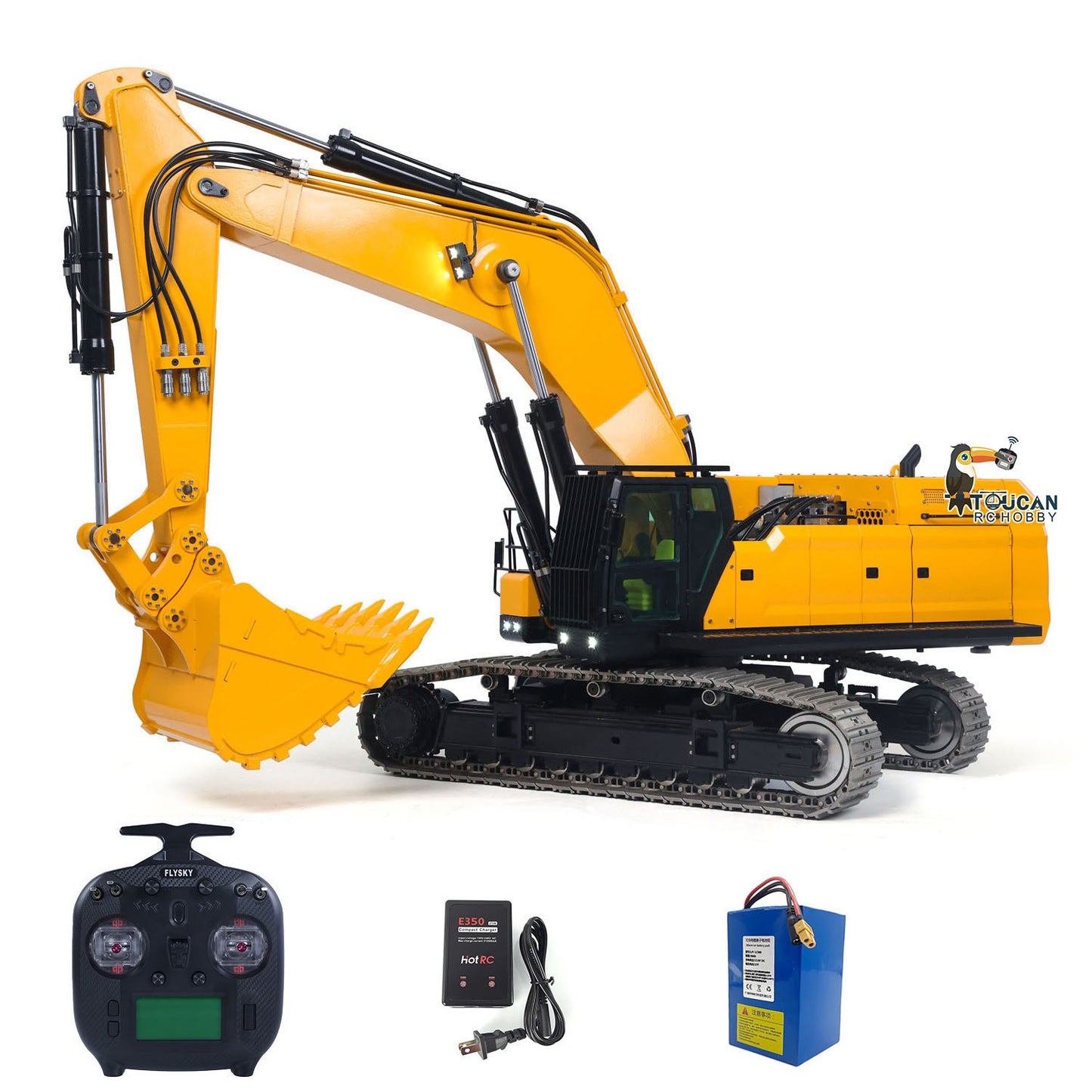 55KG Metal 1/12 RC Hydraulic Excavator 395F Remote Control Digger Dual Pump RTR Heavy Machine Flysky ST8 Radio Battery 6CH Valve