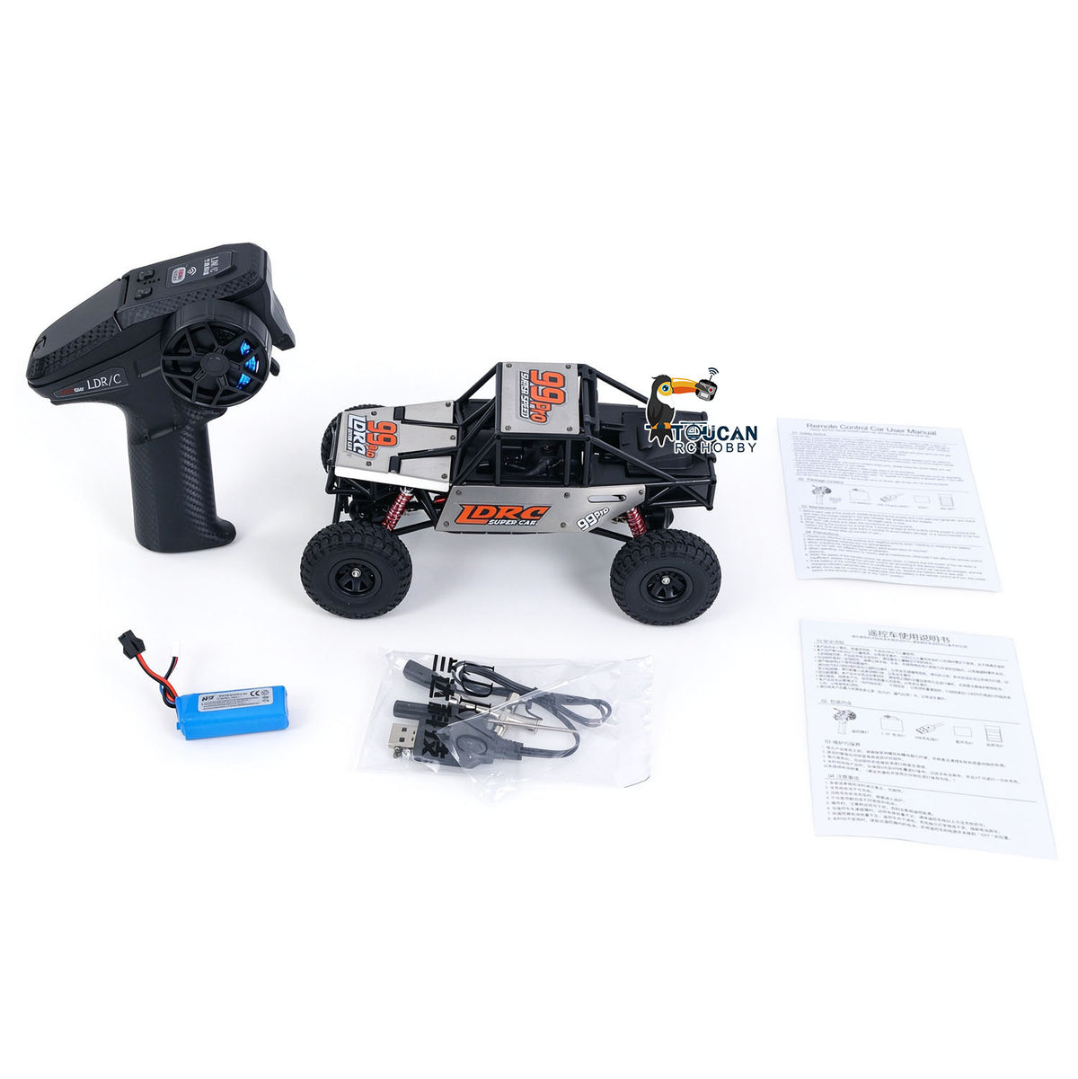TOUCAN RC HOBBY LDRC LD18499PRO 1/18 Plastic Remote Control Rock Crawler 4x4 All Wheel Drive Climbing Car Vehicles RTR Brushless Motor Light System